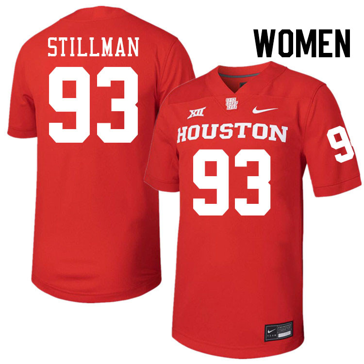 Women #93 Xavier Stillman Houston Cougars College Football Jerseys Stitched-Red